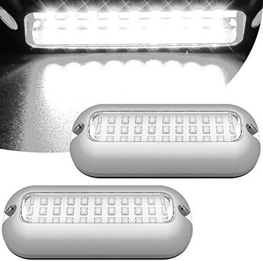 مصابيح HUSUKU Mini 27LED البحرية للقوارب تحت الماء، لون أبيض A، 2 × 1200 لومن، 10-36 فولت، 3.7 بوصة، IP68، مصنوعة من الفولاذ المقاوم للصدأ 316، للتثبيت السطحي على اليخوت والقوارب الشراعية والأرصفة وحم