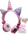 TCJJ Kids Headphones Wireless Headphones for Kids Unicorn Headphones for Girls Bluetooth w/Microphone Adjustable Headband, Over On Ear Headset for School/Kindle/Tablet/PC Online Study (Pink, Wireless.