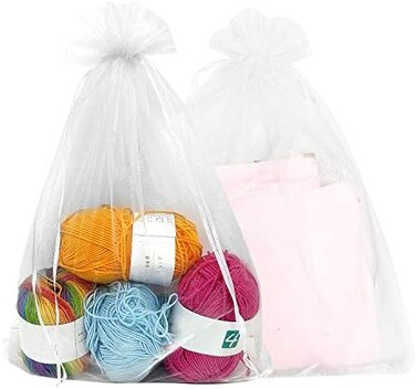 SumDirect 100Pcs12x16 Inches Extra Large White Organza Gift Bags with Drawstring.