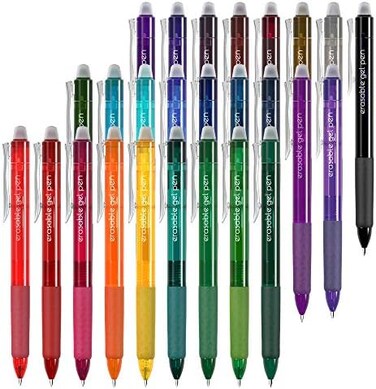 Vanstek 26 Colors Erasable Gel Pens, Retractable Erasable Pens Clicker, Fine Point(0. 7, Make Mistakes Disappear, Premium Comfort Grip for Drawing Writing Planner and School Supplies.