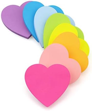 SIMONA Heart Shape Sticky Notes 8 Color Bright Colorful Sticky Pad 75 Sheets/Pad Self-Sticky Note Pads.