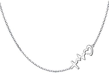 DAOCHONG S925 Sterling Silver Jewelry Sideways Choker Necklace 14 inches to 18 inches.