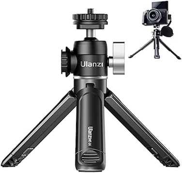 Ulanzi U-Vlog lite Mini Camera Compact Tripod with Handgrip w Metal 360 Rotating Ball Head w Cold Shoe Mount, Leg Extendable Travel Tabletop Tripods Grip Stabilizer for DSRL Camera Video Camcorder.