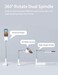 Viozon 360 Rotation Extendable Selfie Stand with Phone Holder, Wireless Rechargeable, Foldable, 7 LED Brightness for Live Streaming, YouTube/Tiktok/Recording.