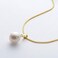 DENGGUANG 18K Gold Freshwater Cultured White Pearl Necklace, 9-10mm Single Pearl Pendant with 18' Sterling Silver Chain, Anniversary Birthday Wedding Jewelry Gifts for Women.