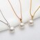 DENGGUANG 18K Gold Freshwater Cultured White Pearl Necklace, 9-10mm Single Pearl Pendant with 18' Sterling Silver Chain, Anniversary Birthday Wedding Jewelry Gifts for Women.