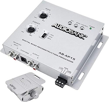 Audiobank AP15 -1/2 Din Car Audio Digital Bass Processor, Sound RestorationCrossover for Car Subwoofer with Bass Knob/Input Level: 15V RMSOutput Level: 13. 5V Peak -2nd Gen.