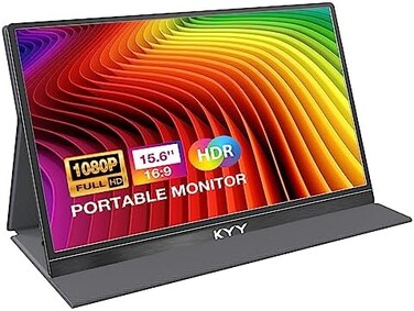 KYY Portable 15. 6'' FHD 1080P Screen Monitor USB C HDMI Gaming Monitor Ultra-Slim IPS Display w/Smart CoverSpeakers, PlugPlay, External Monitor for Laptop PC Phone Mac Xbox PS4.