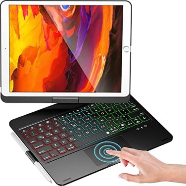 NOKBABO Touchpad Keyboard Case for iPad 10. 2 8th 20207th Generation 2019, iPad Air 3 2019, iPad Pro 10. 5 inch, Rainbow Backlights, 360 Screen Rotate, with Pencil Holder - Black.