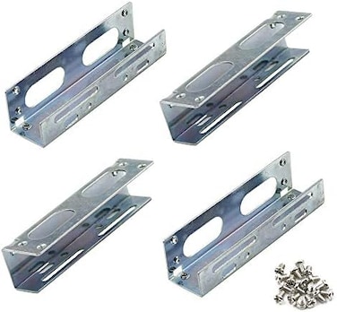 PHITUODA 3. 5" to 5. 25" Hard Drive Bay Metal Mounting Bracket Adapter for 5. 25" Internal Bay Drive, HDD Drive Adapter -2 Pairs.