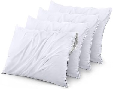 Utopia Bedding Waterproof Pillow Protector Zippered (4 PackQueen &ndash; Bed Bug Proof Pillow Encasement 20 x 28 Inches.