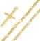 CaptainSteeL Cross Necklace for Men - Stainless Steel Silver/Gold Plain Cross Pendant Necklace Simple Jewelry Gifts, 24 Inches 3:1 Figaro Link Chain 4/5/6mm Width.