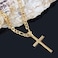 CaptainSteeL Cross Necklace for Men - Stainless Steel Silver/Gold Plain Cross Pendant Necklace Simple Jewelry Gifts, 24 Inches 3:1 Figaro Link Chain 4/5/6mm Width.