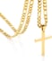 CaptainSteeL Cross Necklace for Men - Stainless Steel Silver/Gold Plain Cross Pendant Necklace Simple Jewelry Gifts, 24 Inches 3:1 Figaro Link Chain 4/5/6mm Width.