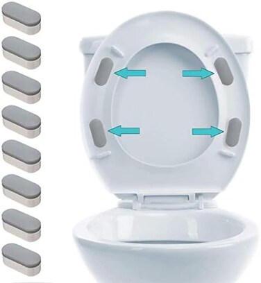 iFealClear 8 Pcs Universal Toilet Seat Bumpers, Toilet Lid Rubber Bumpers Replacement Kit with 8 Extra Thickness Pads for Changing Heights, Strong Adhesion Bidet Toilet Bumpers for Home, Hotel, Hospit
