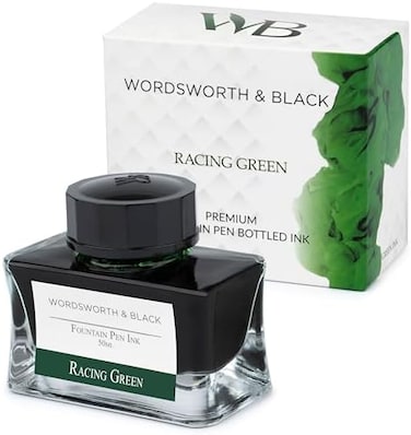 Wordsworth &amp; Black WordsworthBlack and Fountain Pen Ink Bottle (50 mlPremium Luxury Edition, [Racing Green] Fountain Pens Bottled Ink; Classic Designed Bottle Smooth Flow 50 ml.