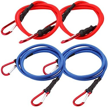 Cartman UV Treated Bungee Cord 2 Pack 60", 2 Pack 40" with Carabiner Hook 4PK.
