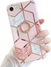 جراب Qokey متوافق مع iPhone SE 2020، متوافق مع iPhone 7/8، غطاء أنيق ولطيف من الرخام مقاس 4.7 بوصة للنساء والفتيات، مزود بحلقة دوارة 360 درجة وحامل، غطاء TPU ناعم مقاوم للصدمات، شبكة لامعة.