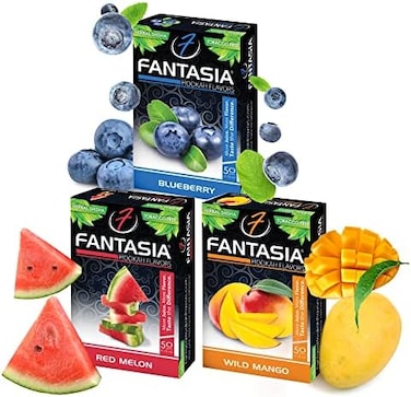 Fantasia Nicotine-Free Hookah, Hookah Shisha Flavors, TobaccoNicotine Free, Fruit Variety Pack, 50-Gram (Pack of 3F3.