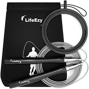 LIFEEZY Jump Rope, High Speed Weighted Jump Rope - Premium Quality Tangle-Free - Self-Locking Screw-Free Design - Jump Ropes for Fitness - Skipping Rope for Workout Fitness, CrossfitHome Exercises.