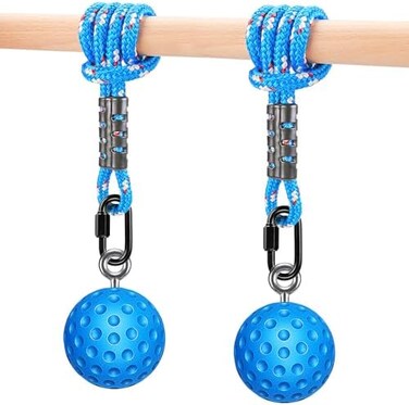 مقابض SELEWARE Pull Up Power Ball Hold Grips متينة وغير قابلة للانزلاق، أداة تدريب القوة لتسلق الصخور، تمارين السحب لأعلى، تمارين Kettlebells، اللياقة البدنية، تمارين التسلق، أزرق (عبوة من قطعتين).