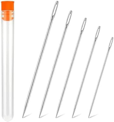WONVOC Long Sewing Needles, 5 Sizes - 3. 5/3. 9/4. 9/5. 9/6. 9'', Stitching Needles, Large-Eye Hand Quilting Needles, Hand Sewing Needles for Thick Cushion, Sofa, Curtain, Carpet, Act Crafts.