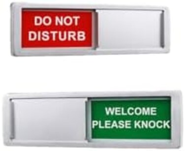 LoYinLo Do Not Disturb Sign, Privacy Door Sign, Please Knock Sign for Home Office Restroom Conference Hospital Hospital, Non-Scratch Magnetic Slider Door Indicator Signs, 7'' x 2'' - Silver.