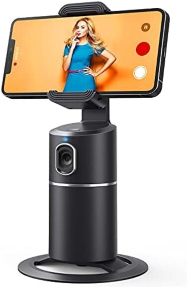 camrola Auto Face Tracking Phone Holder, No App Required, 360 Rotation Face Body Phone Tracking Tripod Smart Shooting Camera Mount for Live Vlog Streaming Video, Rechargeable Battery-Black.