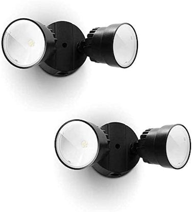 LUTEC 2 Packs P6221B 2000 Lumen 18 Watt 28 LED Dual-Head Flood Light Outdoor, Waterproof Exterior Security Wall Light for Patio, Garden,Yard-Black.