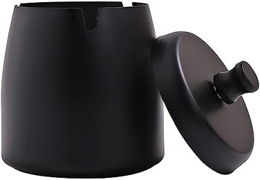 INONE Small Outdoor Ashtray with Lid for Cigarette, Smokeless Stainless Steel Ash Tray, Smell Proof Windproof Ashtrays for Outside Patio Home Office Tabletop, Odorless Car Ashtrays(2. 99"x2. 68"x2. 95