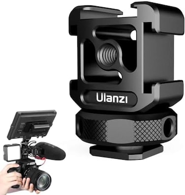 ULANZI Select ULANZI PT-12 Camera Hot Shoe Extension Bracket with Triple Cold Shoe Mounts for Microphone LED Video Light, 1/4'' Screw for Magic Arm, Aluminum Shoe Mount Compatible with Nikon Canon Son