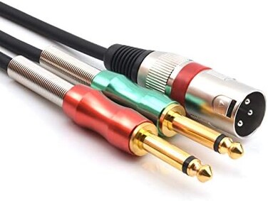 SiYear 6. 6FT XLR 3 Pin Male to Double 6. 35mm 1/4" TS Male Y Splitter Cable, Dual Mono Male (1/4 inch6. 35mm to XLR Male Plug Stereo Microphone Cables(2M.