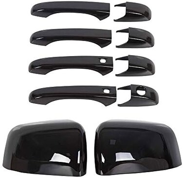 sportuli Black Mirror CoversDoor Handle Covers Replacement for 2011-2019 J-eep Grand CherokeeD-odge Durango.