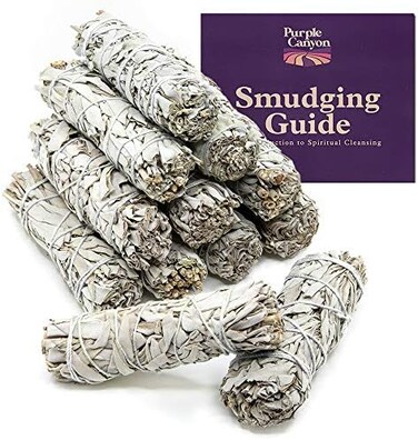 Purple Canyon Sage Smudge Kit - (12 Pack- White Sage Smudge Sticks Incense Kit for Meditation Home Cleansing Aromatherapy and Smudge Rituals.