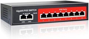 STEAMEMO 8 Port Gigabit PoE Switch with 2 Gigabit Uplink,802. 3af/at Compliant,120W Built-in Power,Unmanaged Metal Plug and Play.