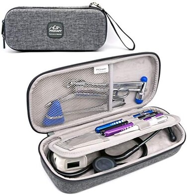 PROHAPI Hard Stethoscope Case, Large Stethoscope Carrying Case with ID Slot, Compatible with 3M Littmann/ADC/Omron/MDF Stethoscope Includes Mesh Pocket for Nurse Accessories (Volcanic Grey.