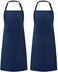 Syntus 2 Pack Thicker Version Adjustable Bib Apron Waterdrop Resistant with 2 Pockets Unisex Cooking Kitchen Aprons for Women Men Chef, Nautical Blue.