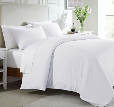 California Design Den Cotton Duvet Cover Set (400 Thread Count, Pure White, King.