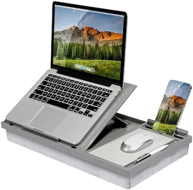 Lapgear Ergo Pro Lap Desk With 20 Adjustable Angles, Mouse Pad, And Phone Holder - Gray - Fits Up To 15. 6 Inch Laptops And Most Tablets - Style No. 49405.