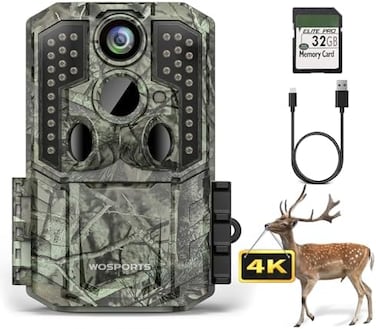 WOSPORTS Trail Camera,48MP 4K 0. 2S Trigger Motion Activated,Game Hunting Camera with Night Vision IP66 Waterproof 2. 0''LCD 120Wide Cam Lens for Outdoor Scouting Wildlife Monitoring Home Security.