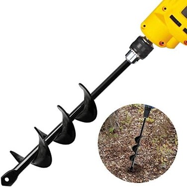 Linkhood Auger Drill Bit 1. 8"x15", Garden Plant Flower Bulb Auger Rapid Planter BulbBedding Plant Auger for 3/8" Hex Drive Drill Earth Auger Drill Fence Post Umbrella Hole Digger(1. 8x15 in/4. 6 x37.