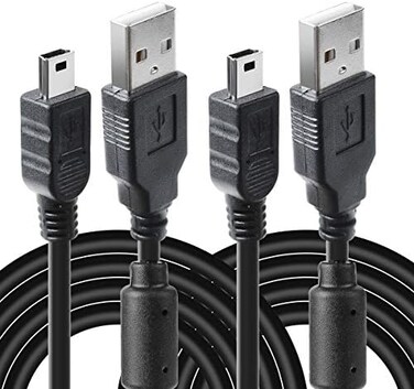VSEER 2 Pack 10ft PS3 Controller Charger Cable - Magnetic Ring Mini USB Data Charging Cord for PS Move/PS3/PS3 Slim Wireless Controller, TI84 Plus CE, Digital Camera.