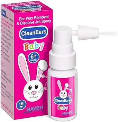 NAVEH PHARMA Cleanears Baby Earwax Removal Kit Spray Ear Wax Softener Cleaner Irrigation And Wax Dissolution &ldquo;All Natural Patented &ldquo;Nonirritant For Baby's (0. 5 Fl Oz.
