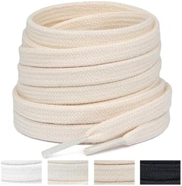 Handshop 100% Cotton Flat Shoelaces 5/16" - 4 Colors in 40"-63" Shoe Laces.