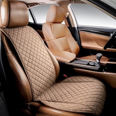 IVICY Linen Car Seat Cover for All Seasons SoftBreathable Front Premium Covers with Non-Slip Protector Universal Fits Most Automotive, Van, SUV, Truck - 1 Unit.