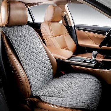 IVICY Linen Car Seat Cover for All Seasons SoftBreathable Front Premium Covers with Non-Slip Protector Universal Fits Most Automotive, Van, SUV, Truck - 1 Unit.