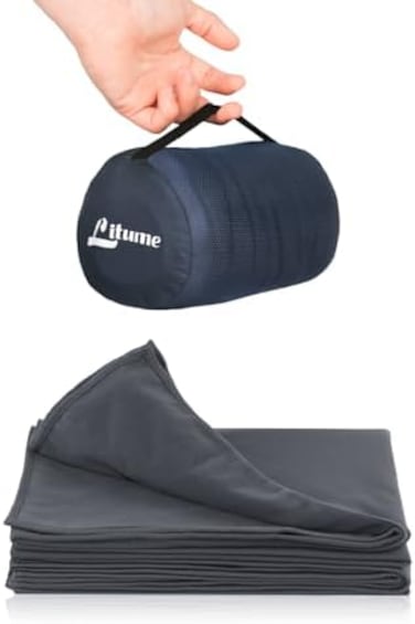 Litume Travel Blanket, Lightweight and Breathable, 170 x 122 cm, Soft Plane Blanket for Travelers, Foldable Camping Sheet with Pack Sack for Train, Camping, Travel.