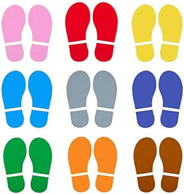 MixTeach 30 Pairs 60 Prints Green Kids Shoes Decals Footprint Stickers Decals Floor Wall Stairs for Class, Dance Studio, Floor Stickers Party Decoration Celebrate St. Patrick's Day Mix-Color FM10022.