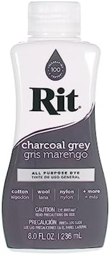Craft County Rit Dye Liquid &ndash; Wide Selection of Colors &ndash; 8 Oz. (Charcoal Grey.