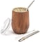 BALIBETOV Modern Mate Cup And Bombilla Set (Yerba Mate Cup- Yerba Mate Set includes Double Walled 18/8 Stainless Steel Mate Tea Cup, Two Bombilla Mate (Straw(Stainless Steel, Wood 8oz.